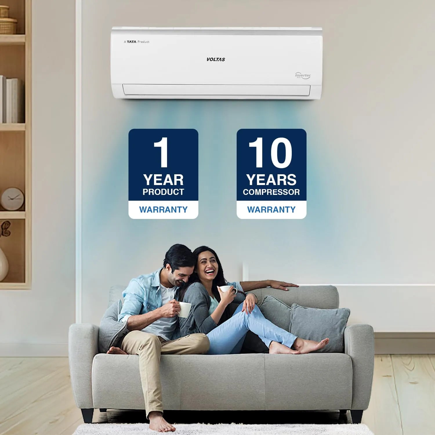 Voltas 1.5 Ton 5 Star Inverter Split AC | 100% Copper | 4 in 1 Adjustable Cooling | Anti Dust Filter | Super Silent Operation (185V Vectra Elite, White)