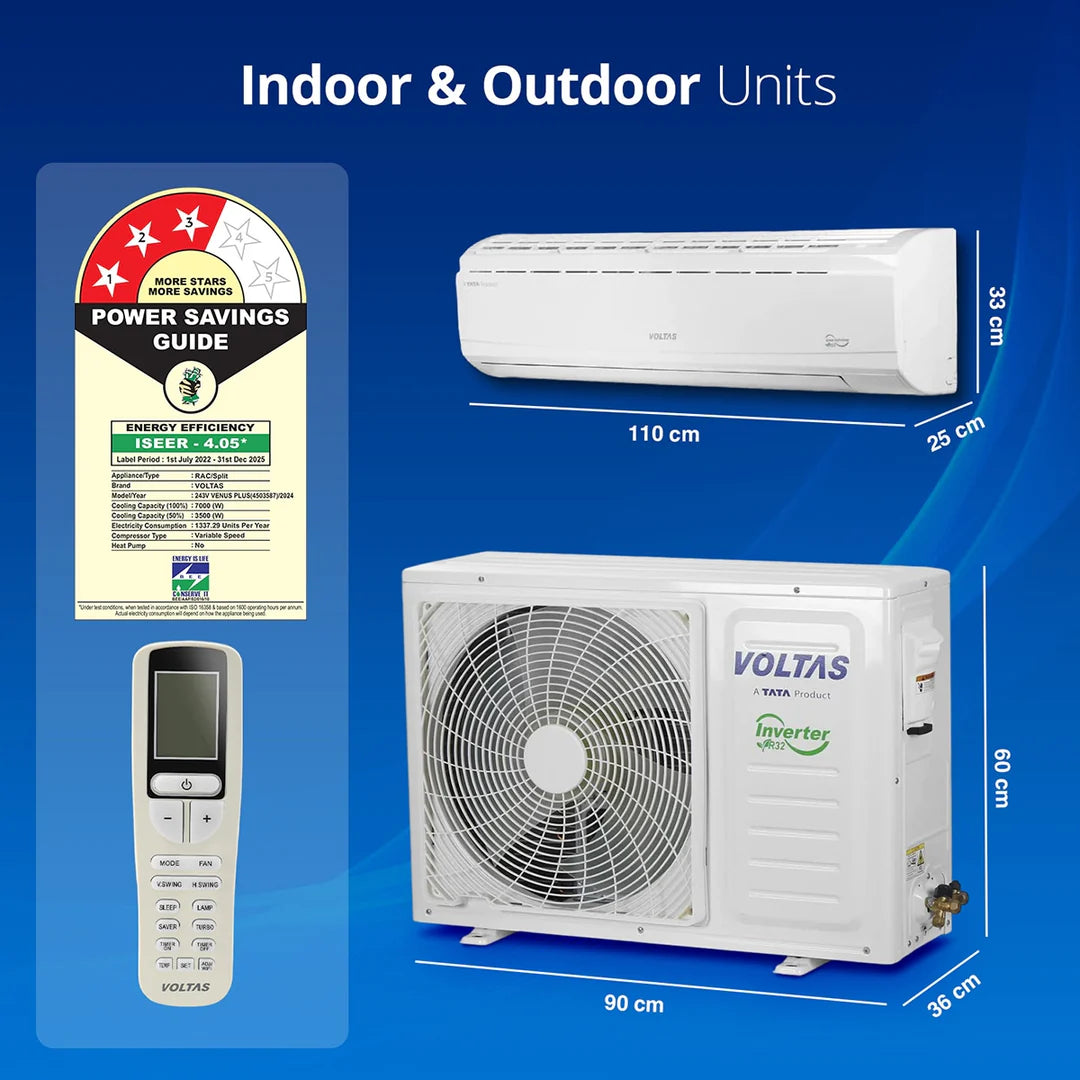 Voltas Heavy Duty Inverter Split AC, 2 Ton, 3 star - 243V Venus Plus