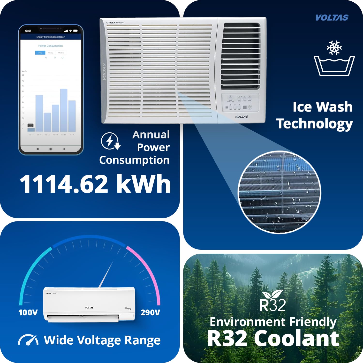 Voltas 185V Vertis Elite A 1.5 Ton 5 Star Inverter Window AC |2-in-1 Adjustable mode| Energy Efficient| Anti dust filter with Anti-Microbial coating | Copper Coil| Sleep Mode | Memory Restart| White