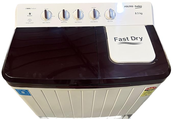 Voltas 8 Kg Semi-Automatic Top Load Washing Machine – 5 Star | WTT80UHA/BRSSWH5PODE