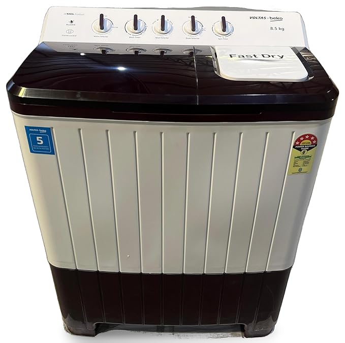 Voltas 8 Kg Semi-Automatic Top Load Washing Machine – 5 Star | WTT80UHA/BRSSWH5PODE