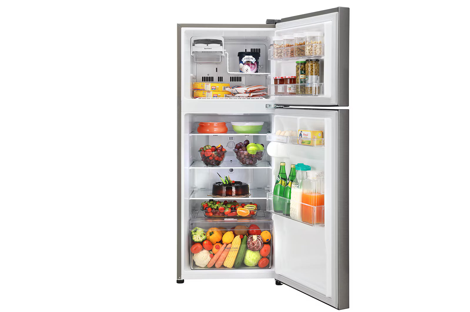 LG 242L, 2 Star, Smart Inverter Compressor, Dazzle Steel Finish, Frost-Free Double Door Refrigerator