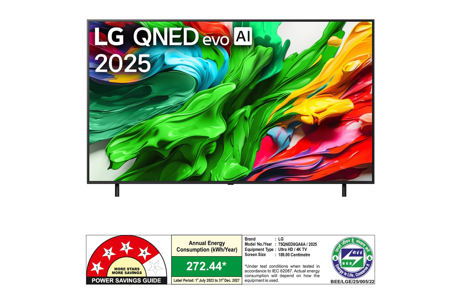 LG 189cm (75) 4K QNED 8GA MiniLED Smart TV with α8 AI Processor 4K Gen2, FILMMAKER MODE ™, AI Picture Pro with Dolby Vision & Atmos 2025