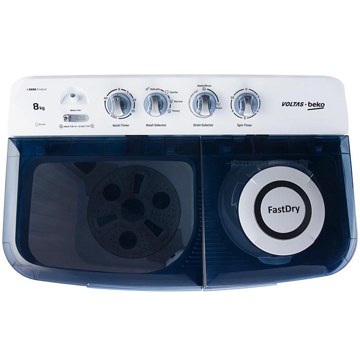 Voltas 8 kg Semi-Automatic Top Loading Washing Machine, 2 Casette Filter | WTT80DBLT