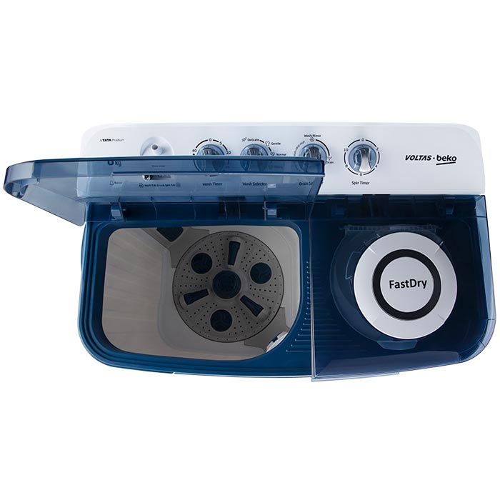 Voltas 8 kg Semi-Automatic Top Loading Washing Machine, 2 Casette Filter | WTT80DBLT